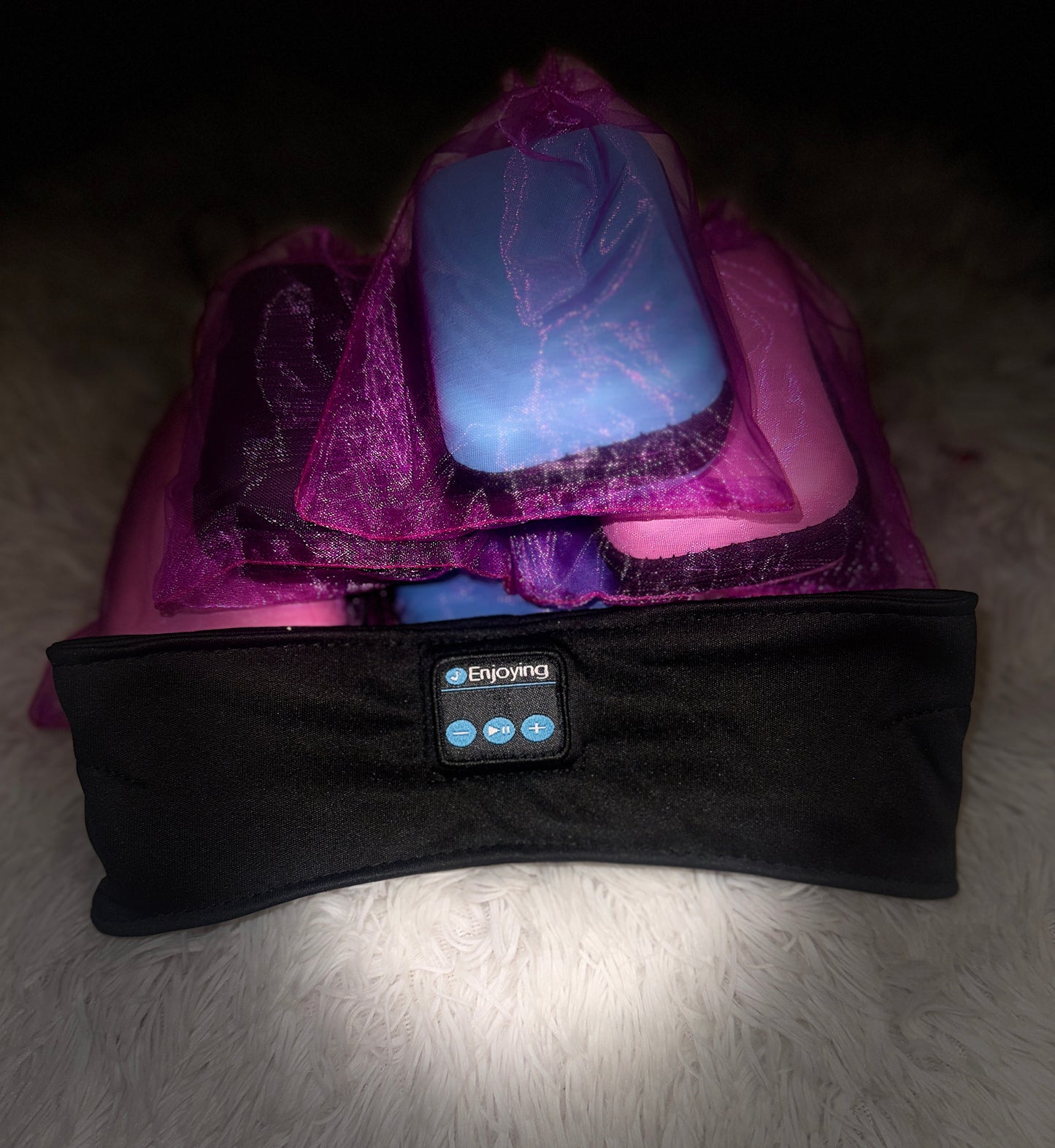 BLACK BLUE TOOTH MULTI PURPOSE EYE MASK/HEADBAND (WITH HARD CASE)